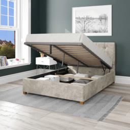 Aspire Hepburn Single Pearl Mirazzi Velvet Ottoman Bed - Cream - Aspire Beds - Wilko - thumbnail 3
