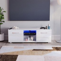 Vida Designs Cosmo 2 Door 2 Shelf White Small TV Unit with LED - Size: 40 x 120 x 38cm - Wilko - thumbnail 6