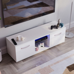 Vida Designs Cosmo 2 Door 2 Shelf White Small TV Unit with LED - Size: 40 x 120 x 38cm - Wilko - thumbnail 7