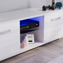 Vida Designs Cosmo 2 Door 2 Shelf White Small TV Unit with LED - Size: 40 x 120 x 38cm - Wilko - thumbnail 5