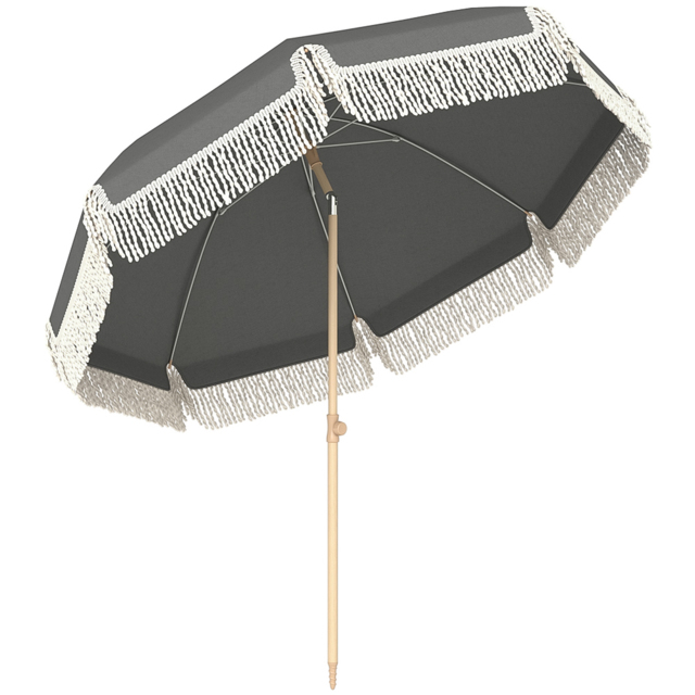 Outsunny Grey Height Adjustable Portable Beach Umbrella 1.7m - Size: 205 x 174 x 174cm - Wilko - image 1