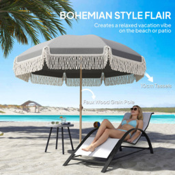 Outsunny Grey Height Adjustable Portable Beach Umbrella 1.7m - Size: 205 x 174 x 174cm - Wilko - thumbnail 5