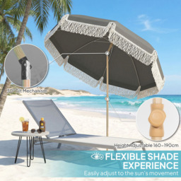 Outsunny Grey Height Adjustable Portable Beach Umbrella 1.7m - Size: 205 x 174 x 174cm - Wilko - thumbnail 6