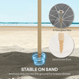 Outsunny Grey Height Adjustable Portable Beach Umbrella 1.7m - Size: 205 x 174 x 174cm - Wilko - thumbnail 7