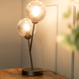 ValueLights Aria 2 Way Smoked Glass LED Table Lamp - Size: 43 x 28 x 13cm - Black - Wilko - thumbnail 5