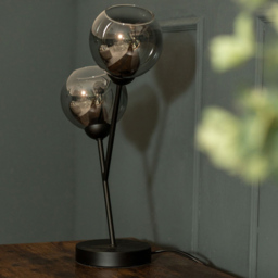 ValueLights Aria 2 Way Smoked Glass LED Table Lamp - Size: 43 x 28 x 13cm - Black - Wilko - thumbnail 6