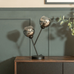 ValueLights Aria 2 Way Smoked Glass LED Table Lamp - Size: 43 x 28 x 13cm - Black - Wilko - thumbnail 4