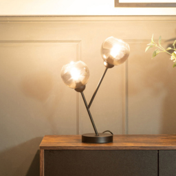 ValueLights Aria 2 Way Smoked Glass LED Table Lamp - Size: 43 x 28 x 13cm - Black - Wilko - thumbnail 7