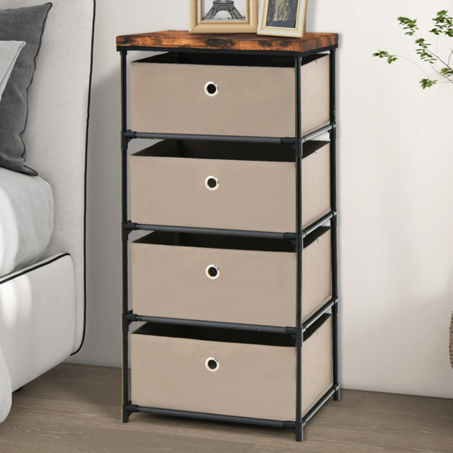 Costway 4 Drawer Coffee Fabric Dresser with Metal Frame - Size: 42 x 33.5 x 84.5cm - Brown - Wilko - image 1