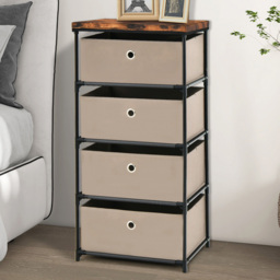 Costway 4 Drawer Coffee Fabric Dresser with Metal Frame - Size: 42 x 33.5 x 84.5cm - Brown - Wilko - thumbnail 1