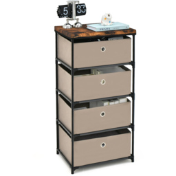 Costway 4 Drawer Coffee Fabric Dresser with Metal Frame - Size: 42 x 33.5 x 84.5cm - Brown - Wilko - thumbnail 3