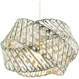 Happy Homewares 3 Ring Chrome Pendant Light Shade with Acrylic Bead - Size: 21 x 30 x 30cm - Silver - Wilko - thumbnail 7
