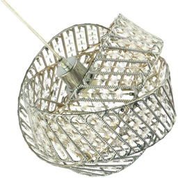Happy Homewares 3 Ring Chrome Pendant Light Shade with Acrylic Bead - Size: 21 x 30 x 30cm - Silver - Wilko - thumbnail 5