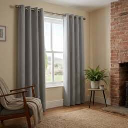 My Home Blackout Lining Eyelet Curtains 168 x 178cm - Size: W 168 x D 178cm - Grey - Wilko - thumbnail 1