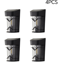 Living and Home 4 Pack Solar Powered Garden Wall Night Light - Size: 13 x 9 x 6cm - Black - Wilko - thumbnail 6