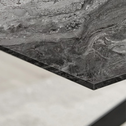 Furniturebox Tavalo 4 Seater Glass Dining Table Marble Effect and Black - Grey - Wilko - thumbnail 4