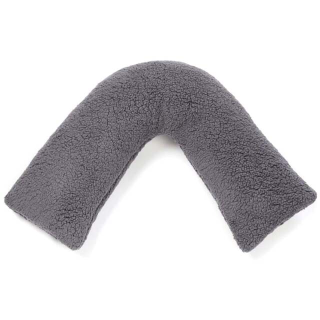 Downland Huggleland Charcoal Teddy Fleece V Shape Pillow - Size: Single - Grey - Wilko
