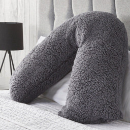 Downland Huggleland Charcoal Teddy Fleece V Shape Pillow - Size: Single - Grey - Wilko - thumbnail 3