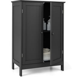 Costway 2 Door Black Bathroom Floor Cabinet - Size: 95 x 42 x 15cm - Wilko - thumbnail 3