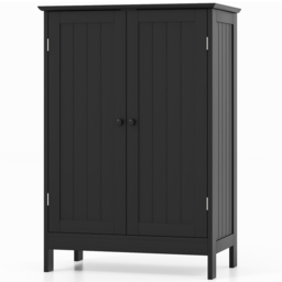 Costway 2 Door Black Bathroom Floor Cabinet - Size: 95 x 42 x 15cm - Wilko - thumbnail 4