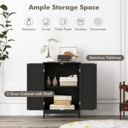 Costway 2 Door Black Bathroom Floor Cabinet - Size: 95 x 42 x 15cm - Wilko - thumbnail 7