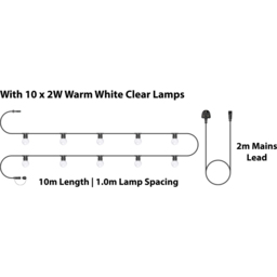 Eagle Connect Festoon 10 Cool White Clear Lamps LED String Light 10m - Size: 51 x 40 x 9cm - BLACK - Wilko - thumbnail 5