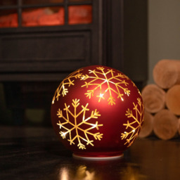 Samuel Alexander Warm White LED Red Snowflake Glass Ball 15cm - Size: 15 x 15 x 15cm - Wilko - thumbnail 7