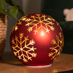 Samuel Alexander Warm White LED Red Snowflake Glass Ball 15cm - Size: 15 x 15 x 15cm - Wilko - thumbnail 6