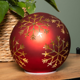 Samuel Alexander Warm White LED Red Snowflake Glass Ball 15cm - Size: 15 x 15 x 15cm - Wilko - thumbnail 3