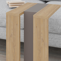 Decortie Muju Oak and Mocha Grey C Shape Side Table with Side Support - Size: 57 x 30 x 40cm - Multi - Wilko - thumbnail 4