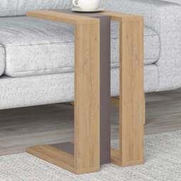 Decortie Muju Oak and Mocha Grey C Shape Side Table with Side Support - Size: 57 x 30 x 40cm - Multi - Wilko - thumbnail 1