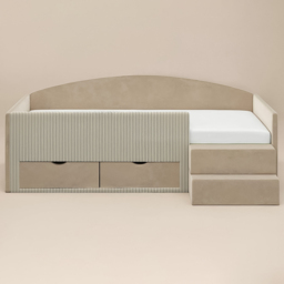 Flair Elisa Beige Velvet and Cord Low Sleeper Bed with Storage with Storage - Size: 68.5 x 135 x 201cm - Wilko - thumbnail 4