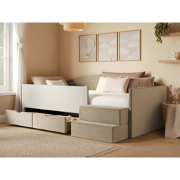 Flair Elisa Beige Velvet and Cord Low Sleeper Bed with Storage with Storage - Size: 68.5 x 135 x 201cm - Wilko - thumbnail 7