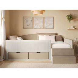 Flair Elisa Beige Velvet and Cord Low Sleeper Bed with Storage with Storage - Size: 68.5 x 135 x 201cm - Wilko - thumbnail 6