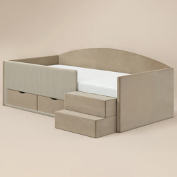 Flair Elisa Beige Velvet and Cord Low Sleeper Bed with Storage with Storage - Size: 68.5 x 135 x 201cm - Wilko - thumbnail 3