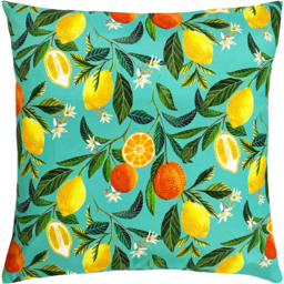 Evans Lichfield Orange Blossom Outdoor Reversible Cushion - Size: 43 x 43 x 10cm - Multi - Wilko