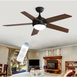 Living and Home Rustic Wooden LED Ceiling Fan Light with Remote 52 inch - Size: 40 x 132 x 132cm - Brown - Wilko - thumbnail 3