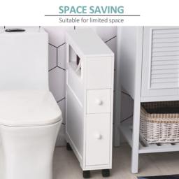 Portland 2 Drawer White Slim Floor Cabinet - Size: 16 x 52 x 72cm - Wilko - thumbnail 6