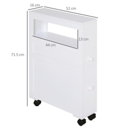 Portland 2 Drawer White Slim Floor Cabinet - Size: 16 x 52 x 72cm - Wilko - thumbnail 4