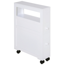 Portland 2 Drawer White Slim Floor Cabinet - Size: 16 x 52 x 72cm - Wilko - thumbnail 3
