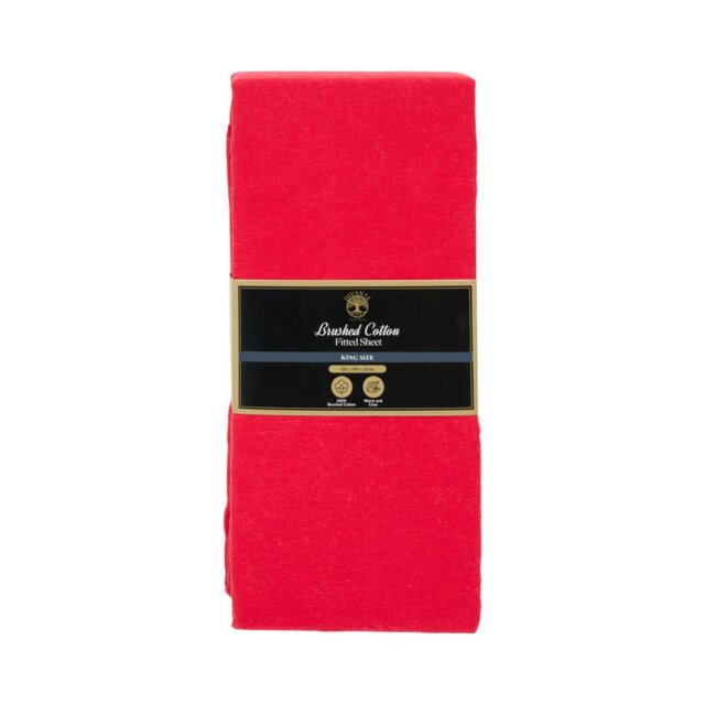 Cosy Brushed Cotton Fitted Sheet Red King - Divante - Wilko - image 1