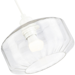 Happy Homewares Clear Ribbed Glass Flat Style Pendant Shade - Size: 13 x 20 x 20cm - Wilko - thumbnail 7