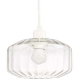 Happy Homewares Clear Ribbed Glass Flat Style Pendant Shade - Size: 13 x 20 x 20cm - Wilko - thumbnail 1