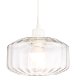 Happy Homewares Clear Ribbed Glass Flat Style Pendant Shade - Size: 13 x 20 x 20cm - Wilko - thumbnail 5