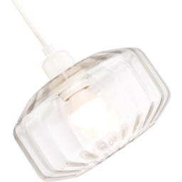 Happy Homewares Clear Ribbed Glass Flat Style Pendant Shade - Size: 13 x 20 x 20cm - Wilko - thumbnail 6