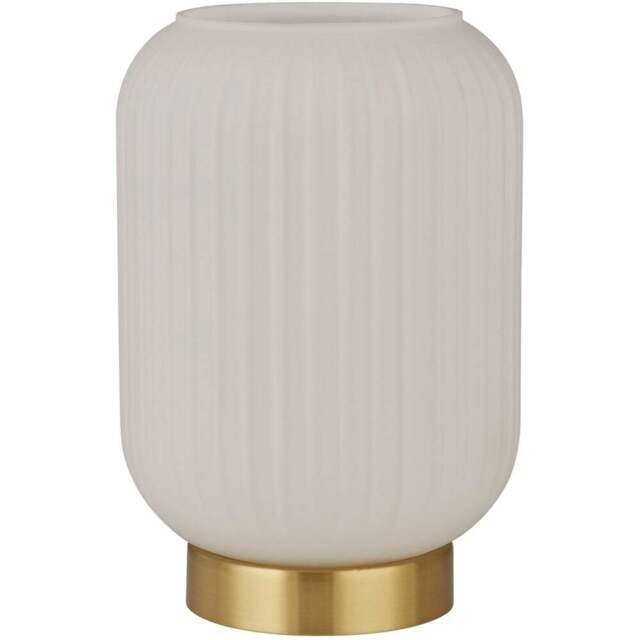 Lighting Collection Matson Frosted White Glass Shade Brass Table Lamp - Size: 24 x 16 x 16cm - Frosted White and Satin Antique Brass - Wilko - image 1