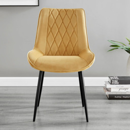 Furniturebox Elissa Cesano Marble Effect 2 Seater Round Dining Set White Mustard and Black - Yellow - Wilko - thumbnail 5