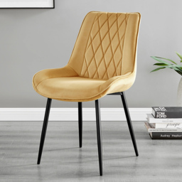 Furniturebox Elissa Cesano Marble Effect 2 Seater Round Dining Set White Mustard and Black - Yellow - Wilko - thumbnail 4