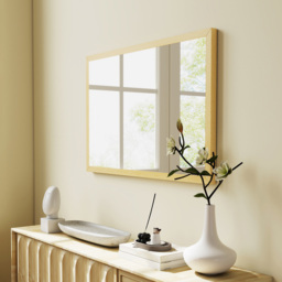 Portland Natural Rectangular Wall Bathroom Mirror 60 x 40cm - Size: 60 x 2 x 40cm - Natural wood finish - Wilko - thumbnail 5