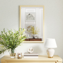 Portland Natural Rectangular Wall Bathroom Mirror 60 x 40cm - Size: 60 x 2 x 40cm - Natural wood finish - Wilko - thumbnail 3
